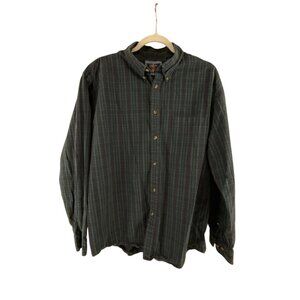 Arrow Mens Button-Down Long Sleeve Plaid Shirt L Gray 100% Cotton Preppy Dressy